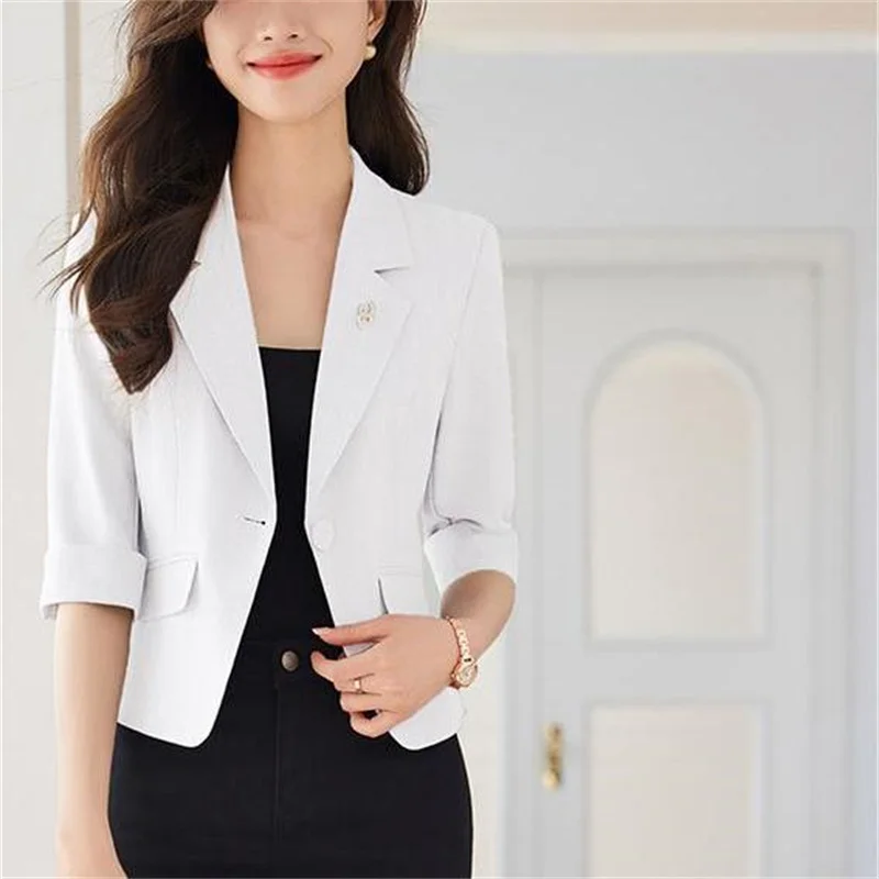 2025 새로운 짧은 정장 재킷 여성 블레이저 Casaco Feminino 봄 여름 코트 한국 여성은 높은 칭찬을 받습니다 짧은 코트 탑