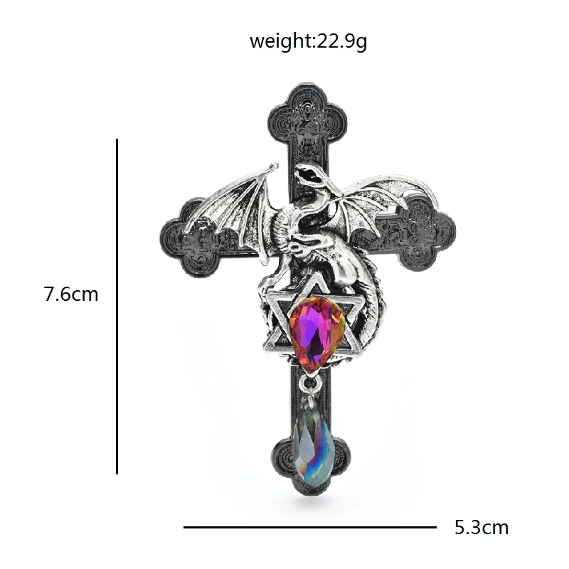 Wuli&baby Dragon Cross Brooches For Women Unisex Metal Animal Party Office Brooch Pins Gifts