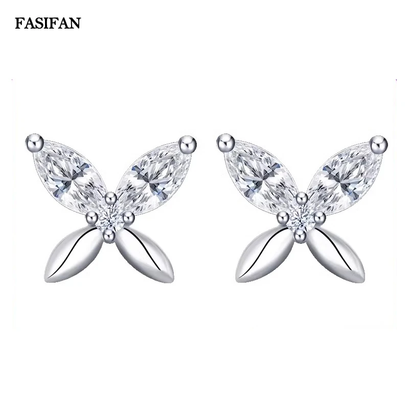 

FASIFAN Butterfly Earrings Zircon S925 Silver Simple Niche Design Earrings Gift For Women