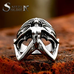 Steel soldier Super Big Naked Girl Mermaid Ring Stainless Steel Man's Unique Exaggerated Ring