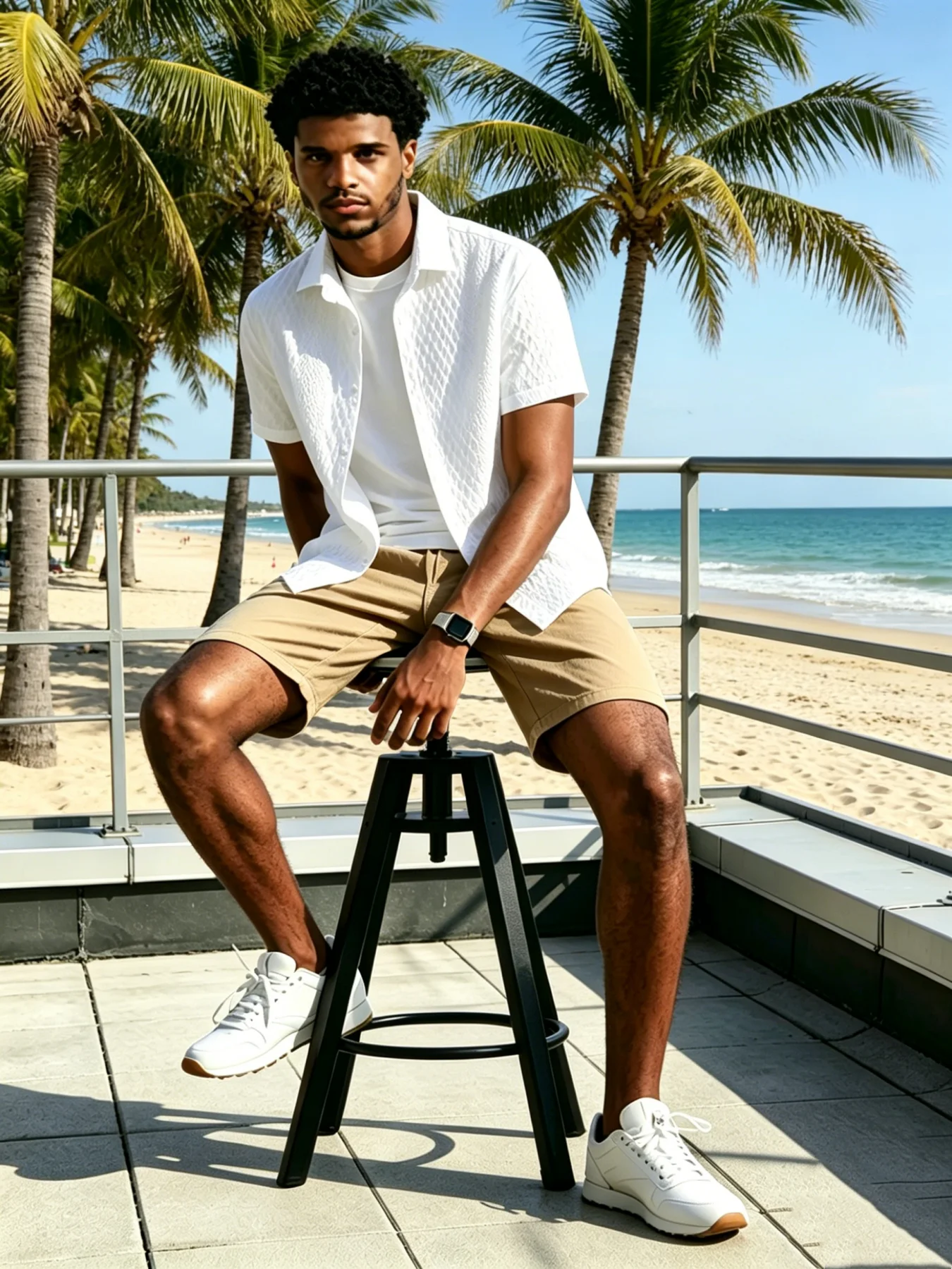 

Men's Diamond Pattern Knit Polo Shirt, Short Sleeve Casual Summer Top