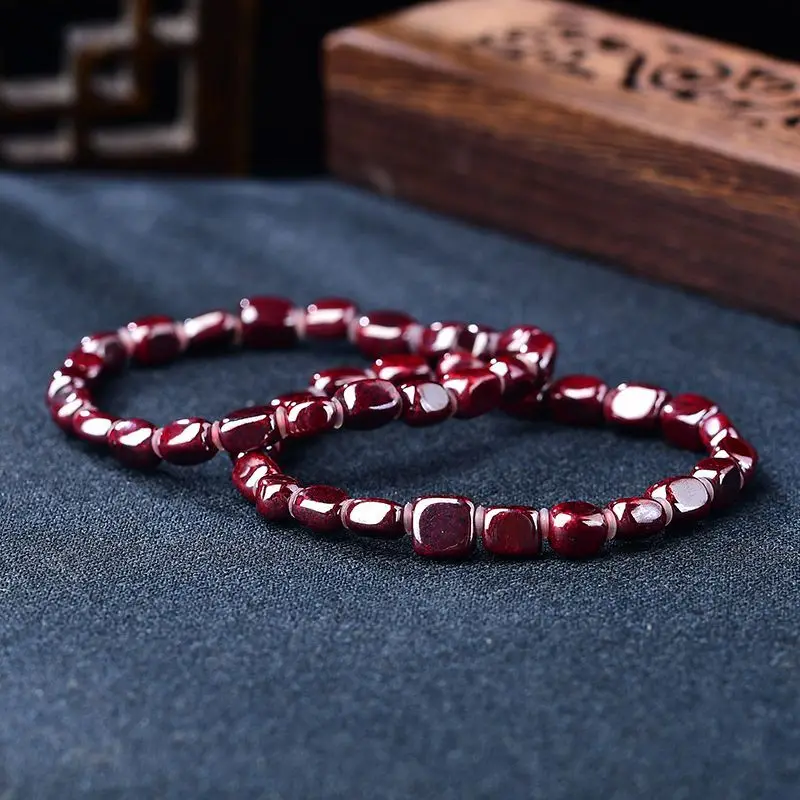 Raw Ore Cinnabar Portable Bracelet High-Content Year of Birth Natural Raw Gemstone Polished Transfer Cinnabar Bracelet