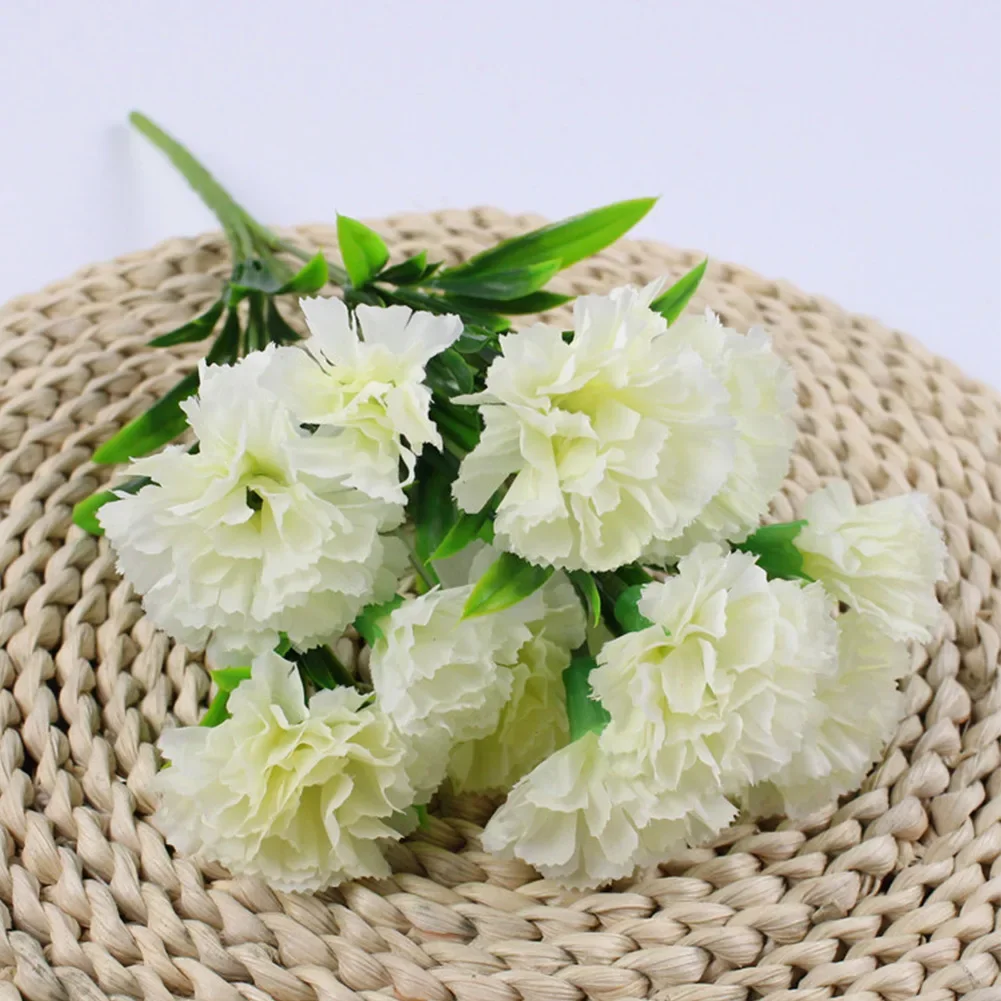 11 Head Carnation Artificial Flowers Plastic Fake Plants Home Party Wedding Decoration Artificial Flowers Bouquet