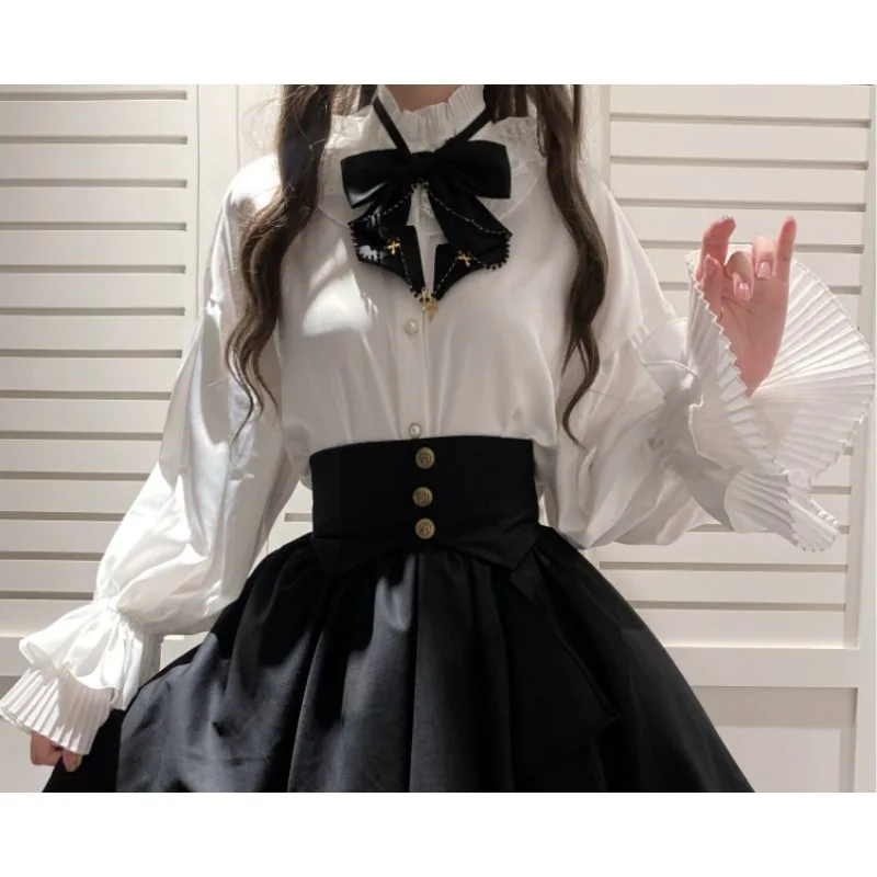 2025 اليابانية والكورية لوليتا القوطية قميص التنانير خمر Kawaii غير النظامية تأثيري ازياء حزام تنورة الشارع آلهة البدلة