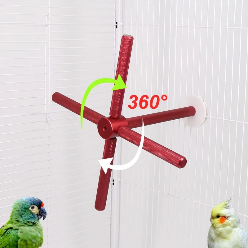 Rotating Windmill Parrot Perch Toy Fit For Budgie Cockatiel Hanging Stand Chewing Grinding Toy