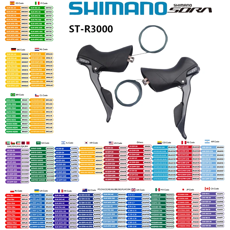 

SHIMANO SORA R3000 2x9 R3030 3X9 Speed Shifter Dual Control Lever Road Bike Bicycle For Front Derailleur Rear Derailleur