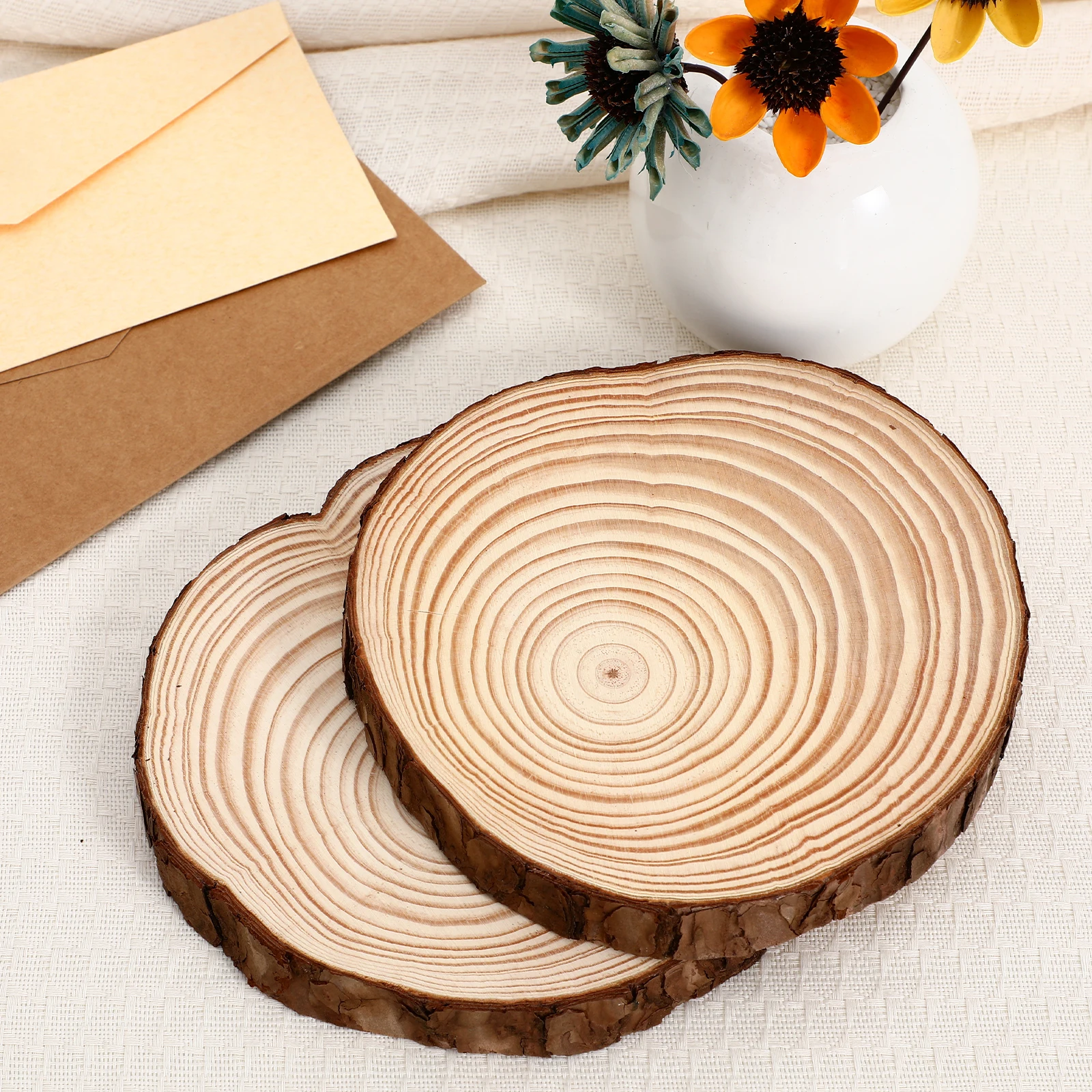 

2 Pcs Rounds Unfinished Slices Smooth Surface DIY Crafts Paint Wooden Discs Decor Wood Slices For Centerpieces Centerpieces Pine