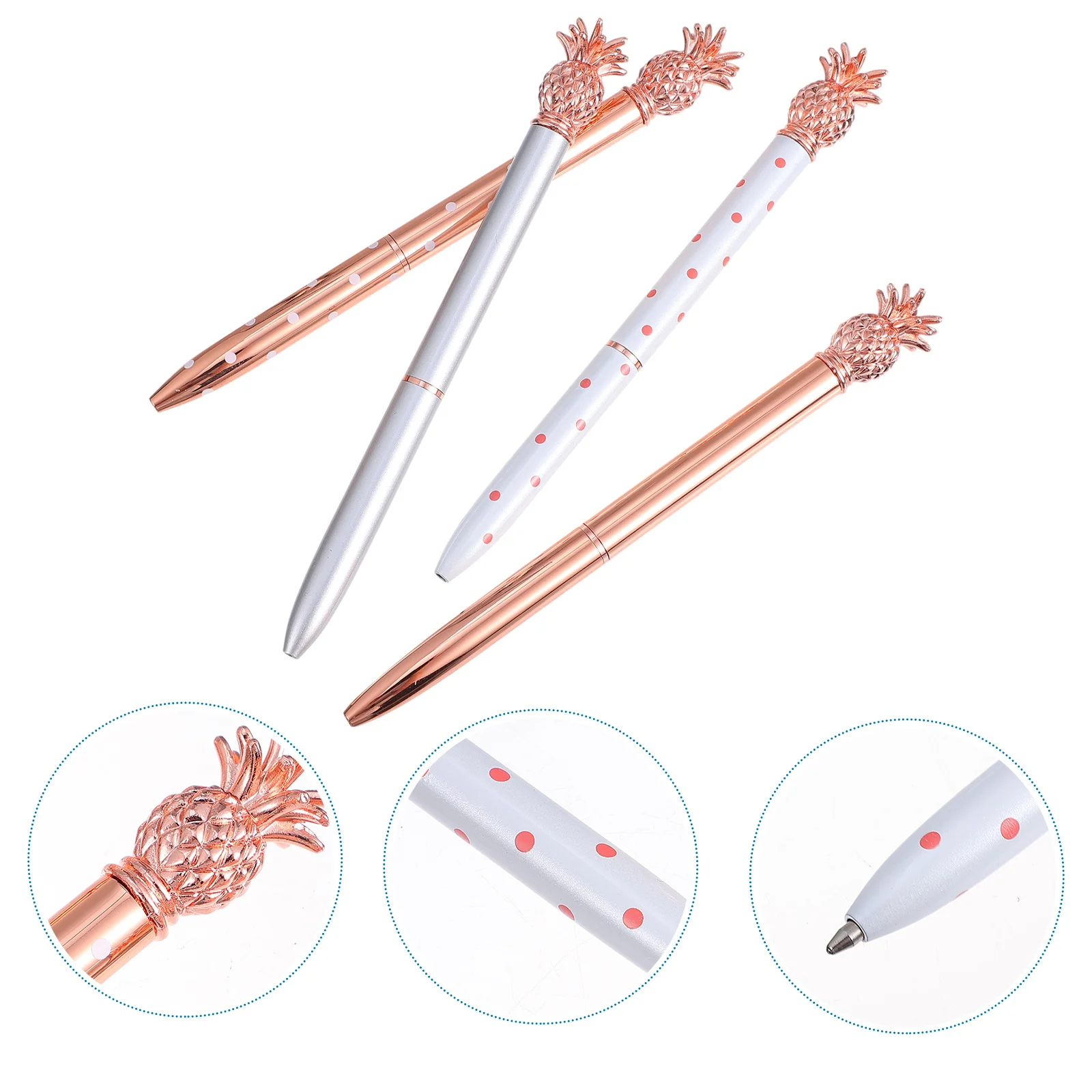 

4Pcs Metal Pineapple Ballpoint Pens Portable Stationery Writing Pens Smooth Ink Quick for School Office Students