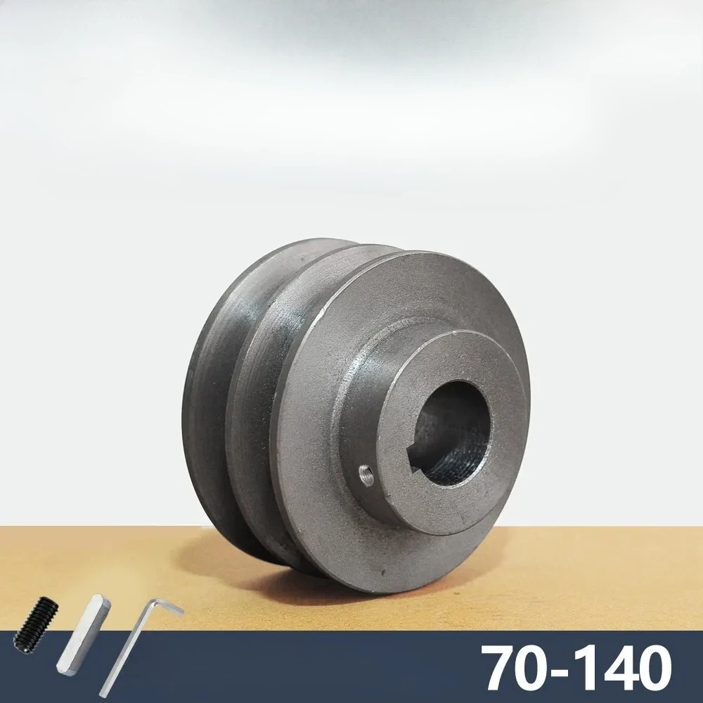 OD:70-140mm Groove Bore:12-38mm 2A Type Cast Iron Belt Pulley Double Groove Motor Pulley Complete Motor V-belt Pulley
