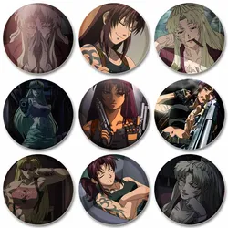 58mm Anime Black Lagoon Creative DIY Badge Tinplate Plastic Pins Button Brooch for Backpack Decoration Accessories Jewelry Gifts