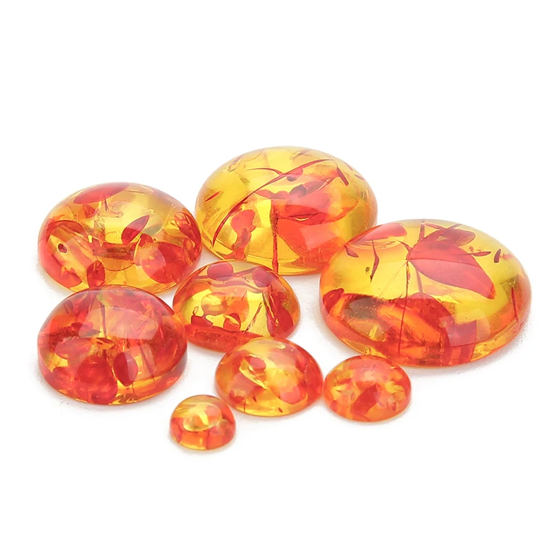 20 قطعة/الوحدة 6 8 10 12 18 20 مللي متر الجولة تقليد العنبر كابوشون لصنع المجوهرات راتنج مسطح كابوشون خواتم ذاتية الصنع قلادة