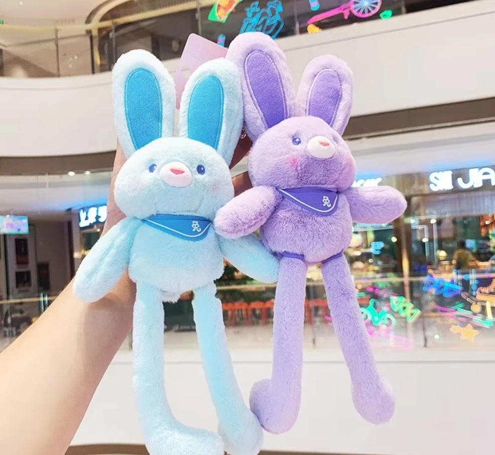 Милый кролик, плюшевая игрушка, брелок с ушками, растягивающийся телескопический брелок случайного цвета с колокольчиком, детский подарок