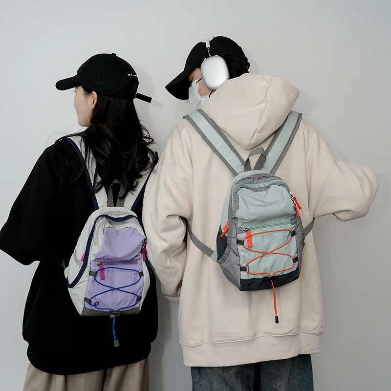 アウトドアクラシックカラーブロックハイキングスモールバッグピクニックバッグ軽量トラベル低容量ブックバッグ女性用夏2026