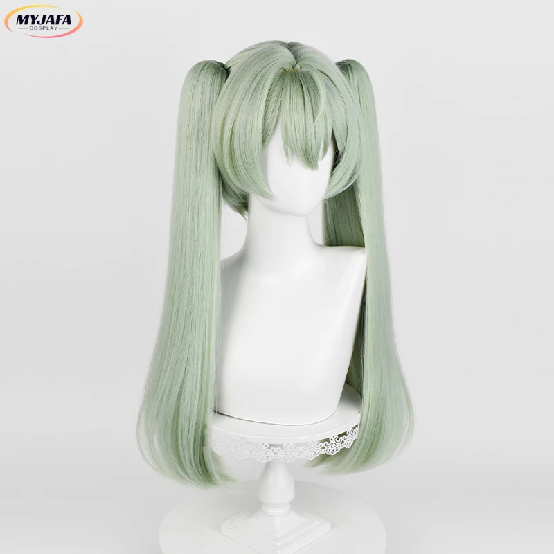 Corin Wickes Cosplay Wig Long Green With Double Ponytails Heat Resistant Synthetic Hair Halloween Anime Wigs + Wig Cap