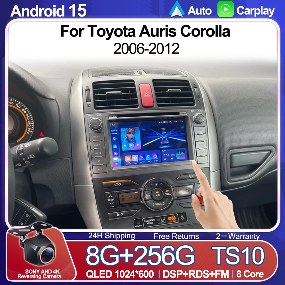 

Беспроводной Apple CarPlay и Android Auto для Toyota Auris Corolla 2006-2012, автомобильная мультимедийная система с GPS-навигацией, Bluetooth, Wi-Fi 5G, GPS.