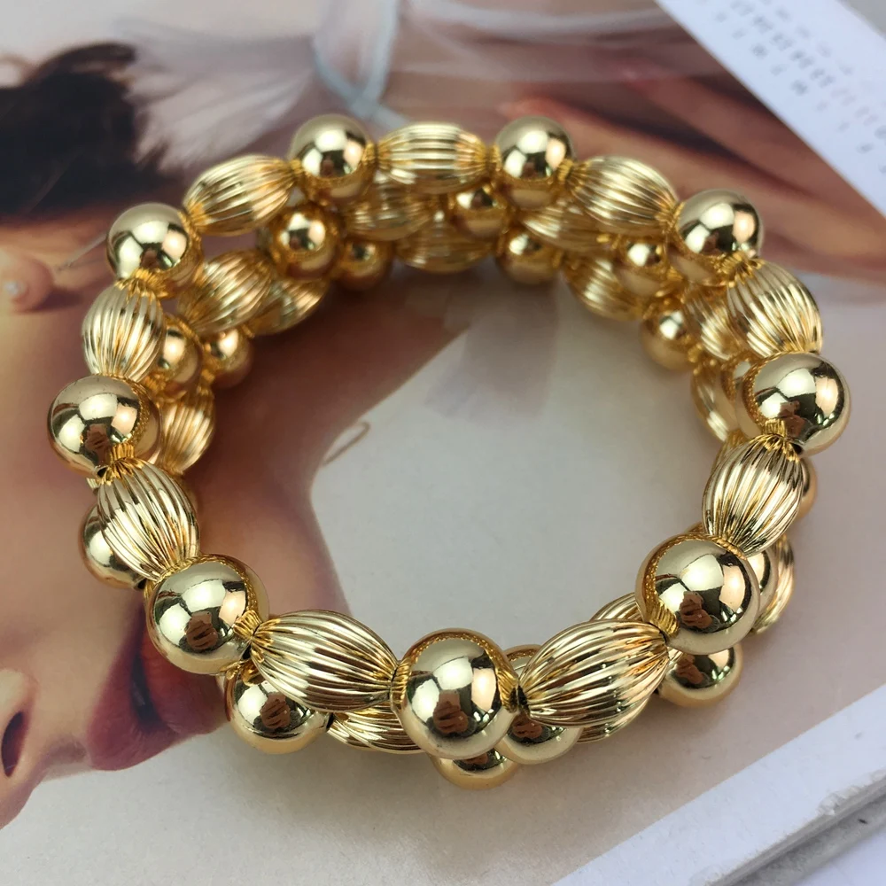 Yuminglai Fashion Luxury 3pcs/set Multiple Colors Beaded Bracelet Bangle Dubai Jewelry Accessories for Women FHK17322