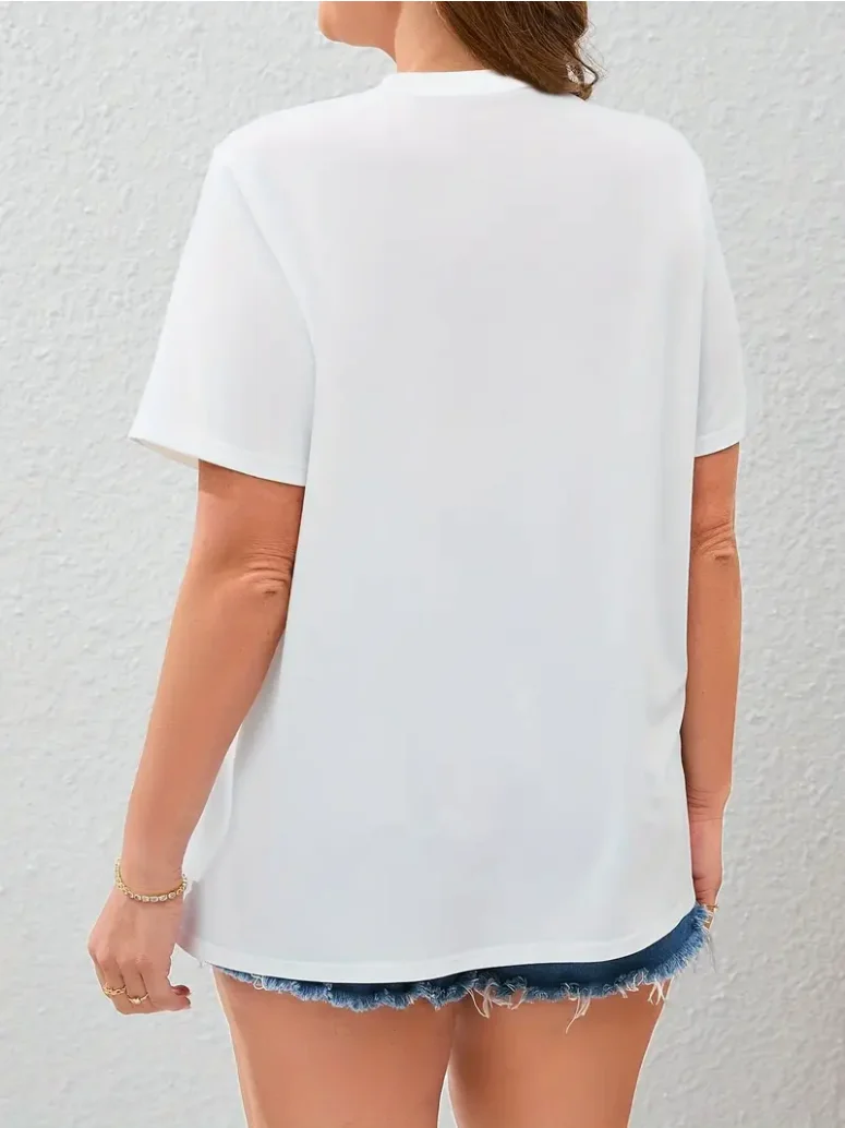 Floral Printed Round Neck T-Shirt, Spring And Summer Casual Short Sleeved T-Shirt, Women'S Clothing