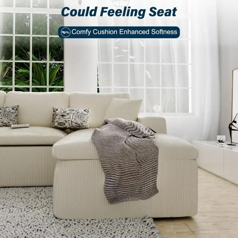3-zits L-formige Bank Met Diepe Zitting، أريكة سحابية مقاس 101 بوصة، Gezellige Modulaire Banken، بنك سروال قصير كبير الحجم #5