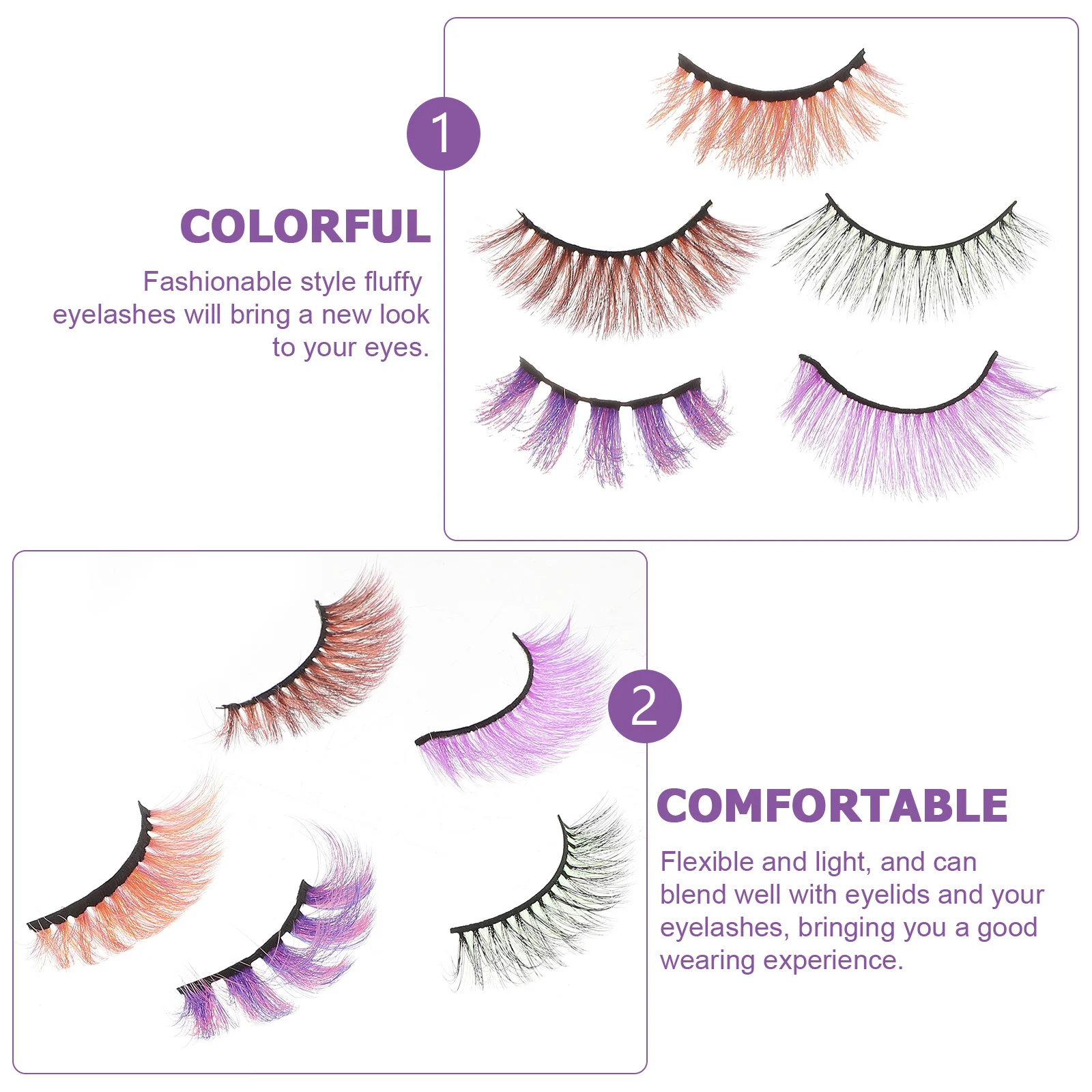 

Colorful False Eyelashes 3D Fake Lashes For Party Club Cosplay Halloween Eye Makeup Natural Lightweight Lashes