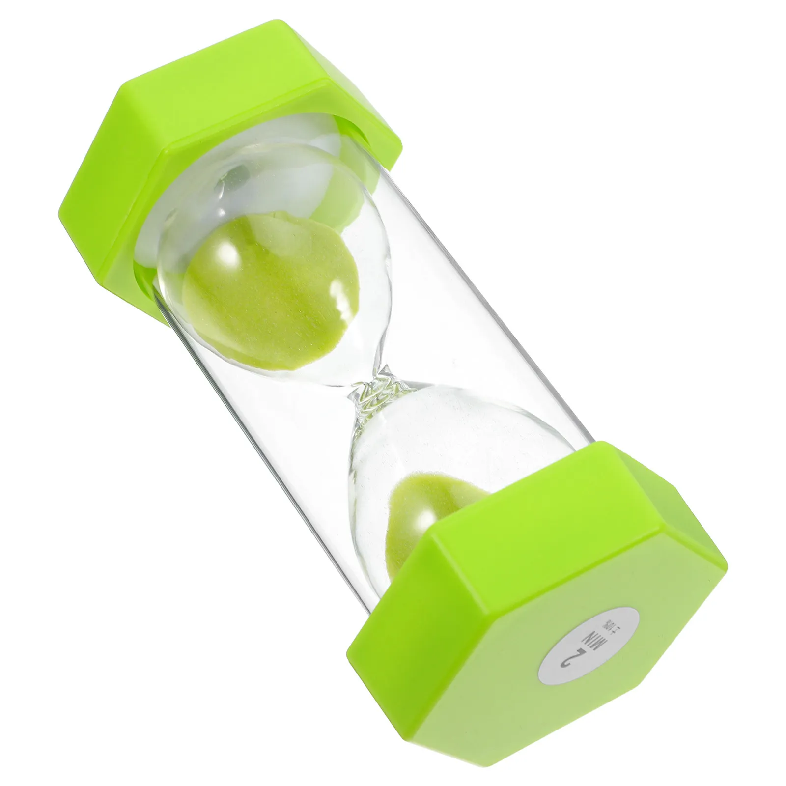 2 Minute Sand Timer Hexagon Light Green Visual Timer for Study Classroom Kitchen Meeting Office Silent Hourglass Clock