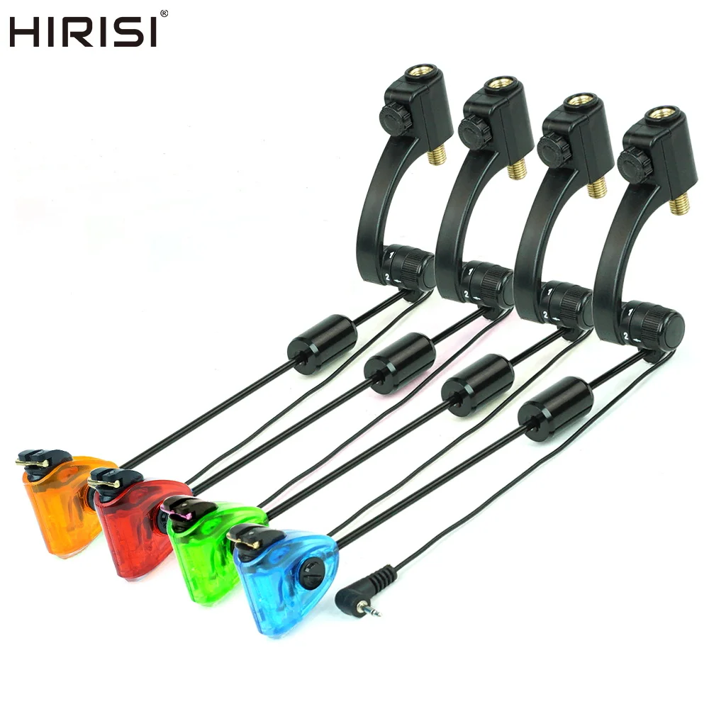 Hirisi B2045 Carp Fishing Swingers 4-Color LED Illuminated Bite Indicators Quick Change Connectors Adjustable Hanging Weights