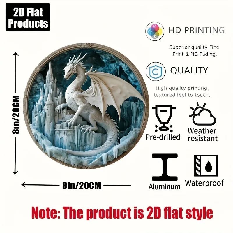 CIFbuy Vintage Aluminum Wall Art Waterproof Pterosaur Sign For Home Bar Cafe Indoor Outdoor Living Room Room Decor