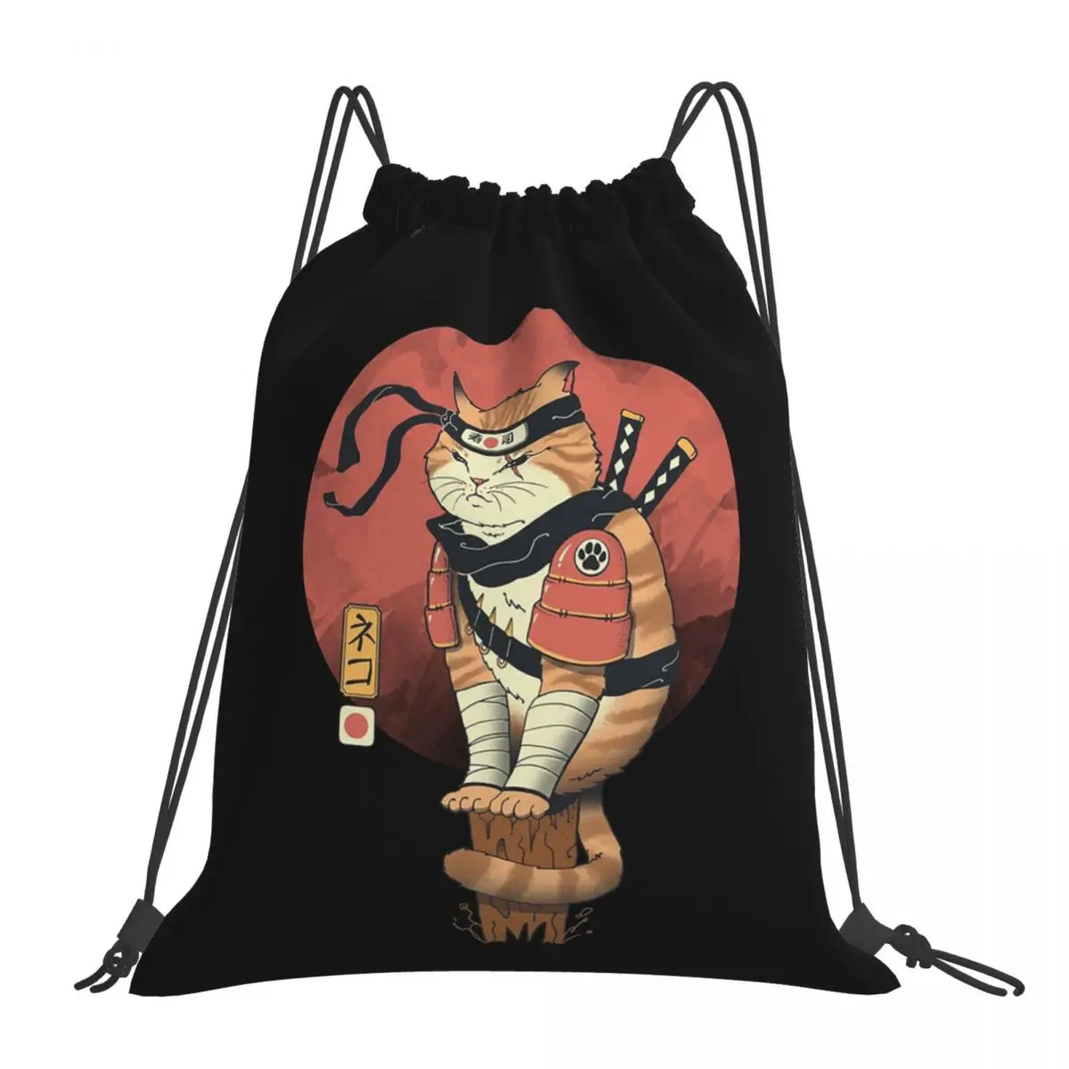 

Рюкзаки Shinobi Cat, повседневные портативные сумки на шнурке, сумка для мелочей, сумки для книг для мужчин и женщин, школьные