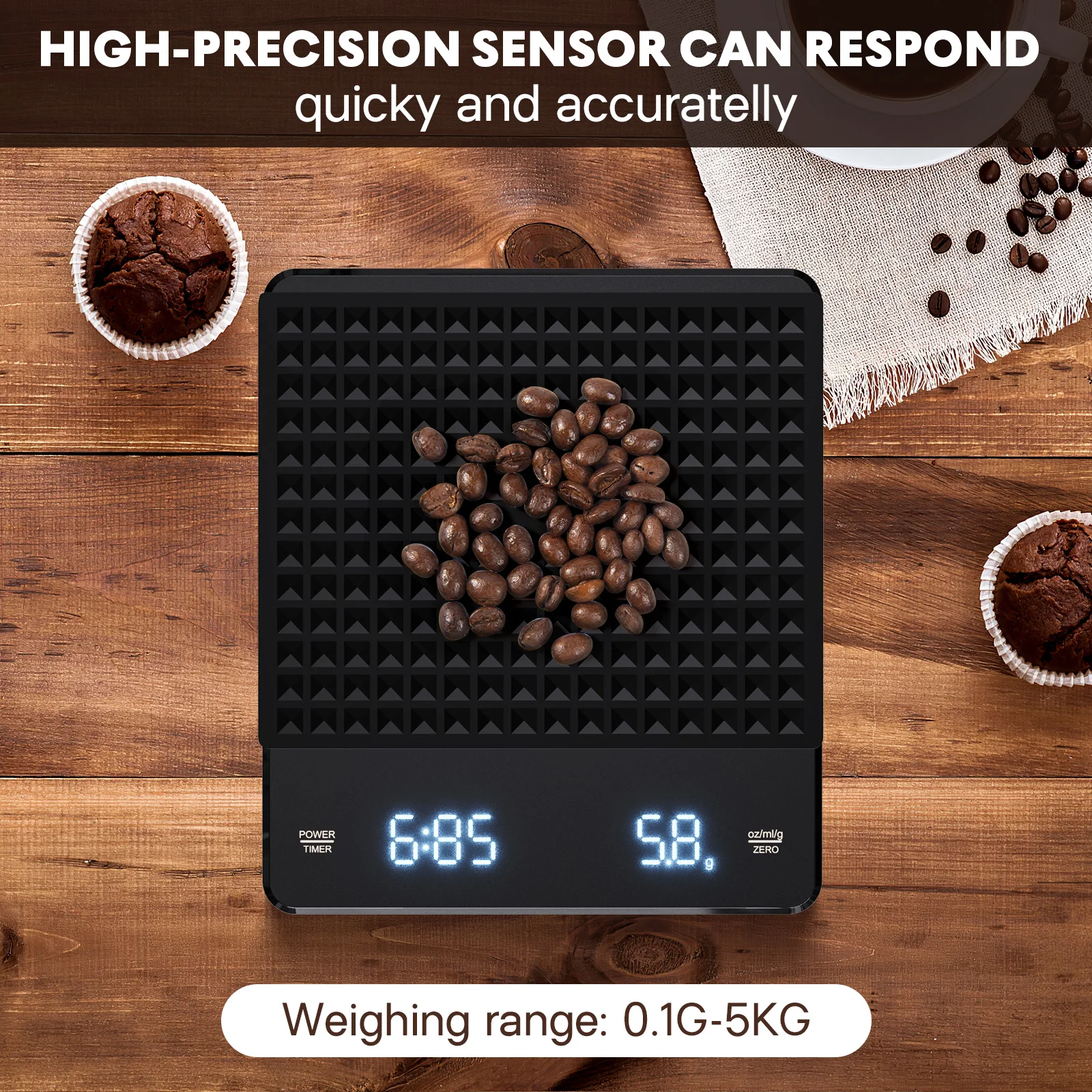 

Scale 5000g 01g Electronic Kitchen Baking Weighing Scale Timer Drip Espresso Food Water Measure Brewing Tool