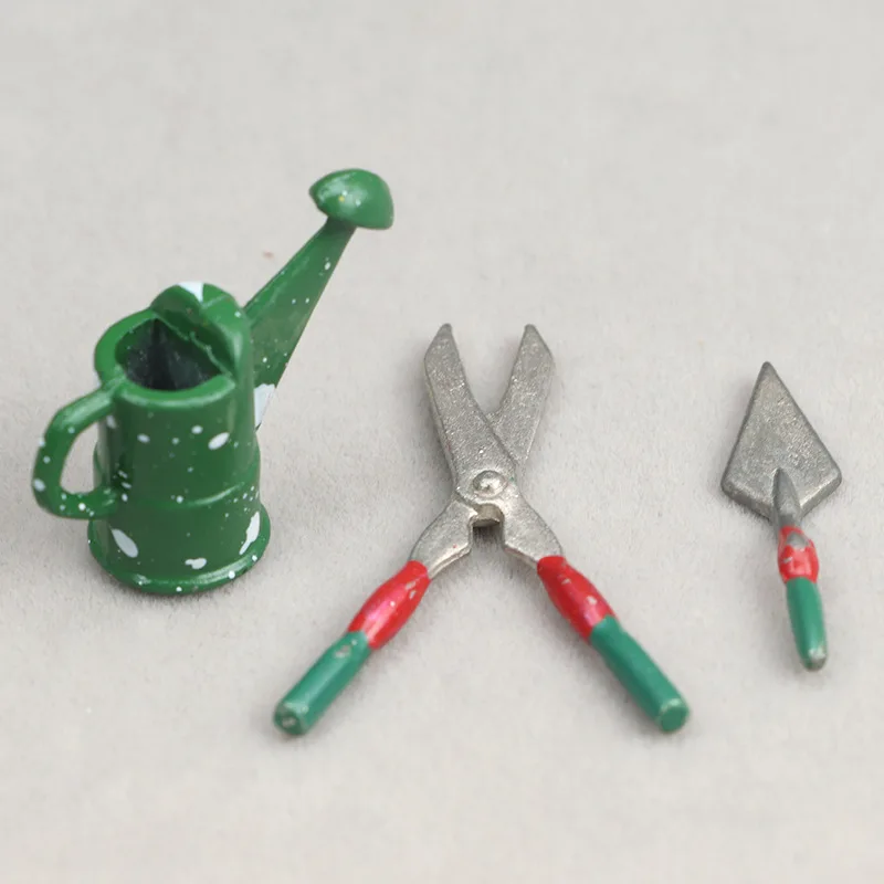 Maison de poupée Miniature 1:12, scène de jardin, ensembles d'outils de jardin, bouilloire à eau, tondeuse à fleurs, pelle en fer, accessoires pour maison de poupée