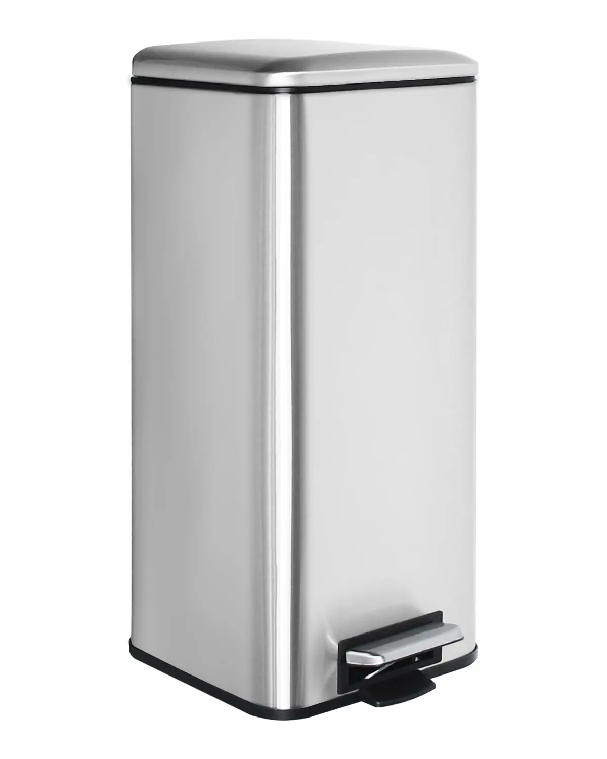 

8 Gallon Square Trash Can with Lid, Soft-Close Pedal, Stainless Steel Kitchen Step Can, 30 Liter Garbage Can for, Customized