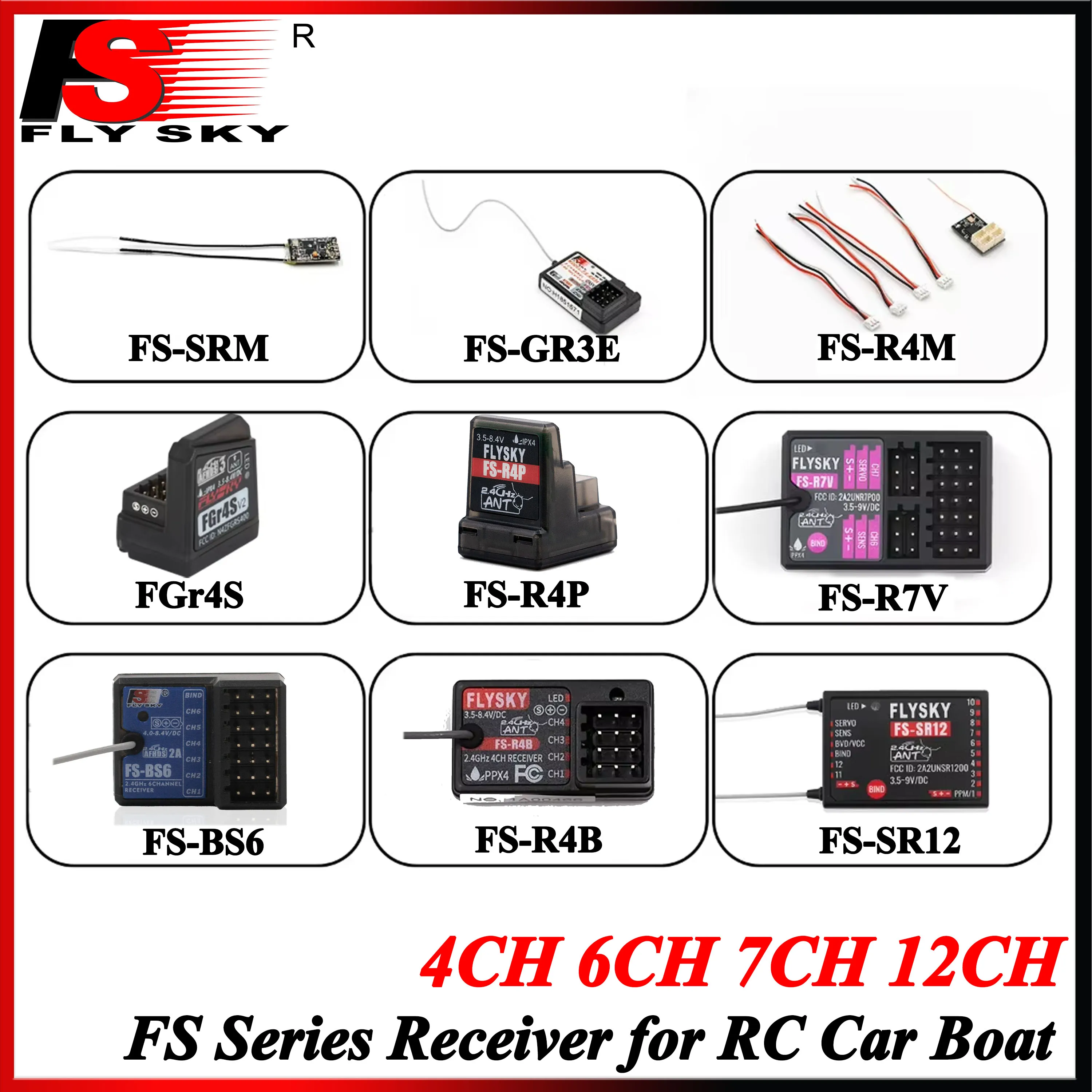 

FLYSKY 4/6/7/12CH FS-SR12 FS-R4P FS-R7V FS-BS6 2.4GHz Receiver for RC Plane Car Boat Robot FS-G7P FS-G4P Transmitter Toy