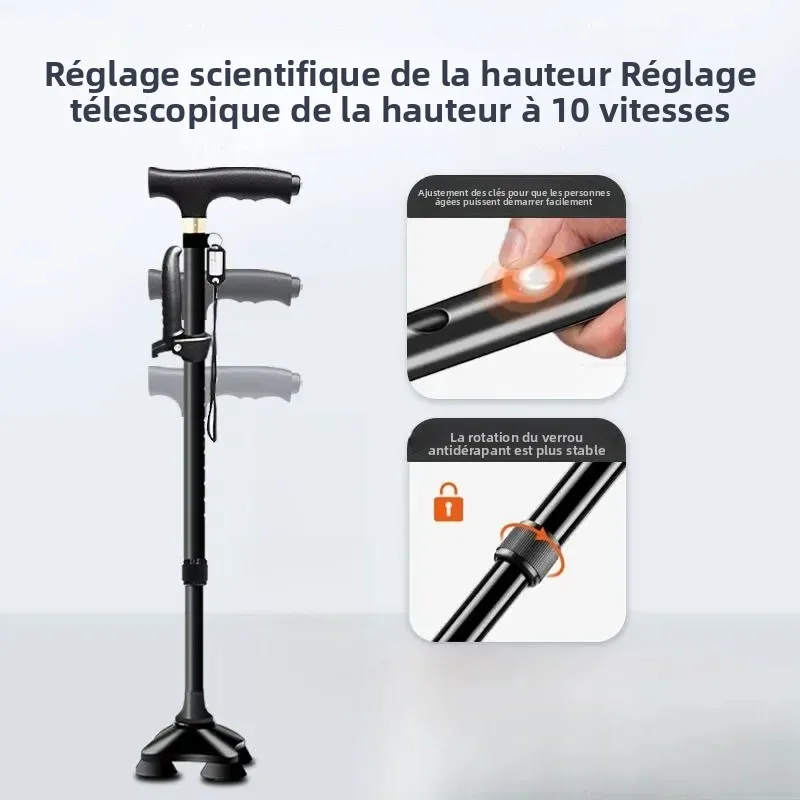 

Складная трость со светодиодной подсветкой, регулируемая высота, противоскользящая складная трость для костылей для пожилых людей, легкий мужской костыль