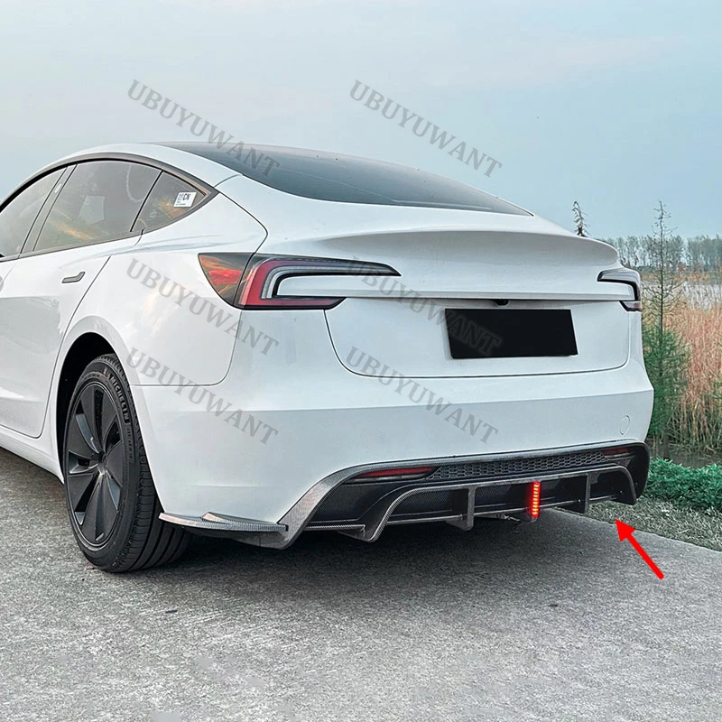 For Tesla Model 3 Rear Bumper Diffuser Lip Spoiler Car Racing Apron Lip Body Kit 2024-2025