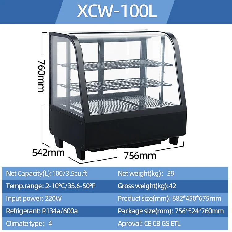 Cake showcase counter bakery display small size buffet cooler commercial refrigeration equipment refrigerator XCW-120L