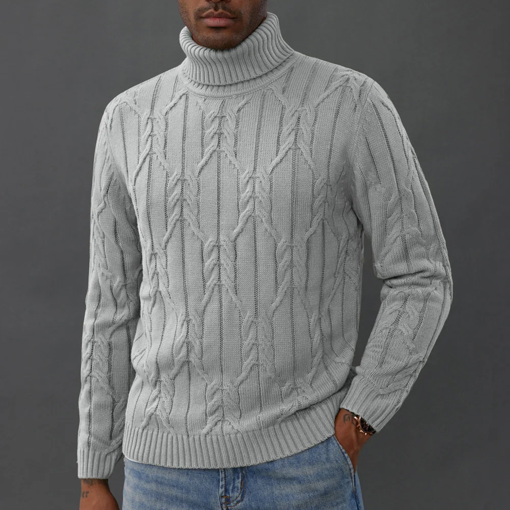 GK Men Sweater Long Sleeve Turtleneck Pullover Knitwear Long Sleeves Ribbed Neckline,Sleeve Cuffs & Hemline