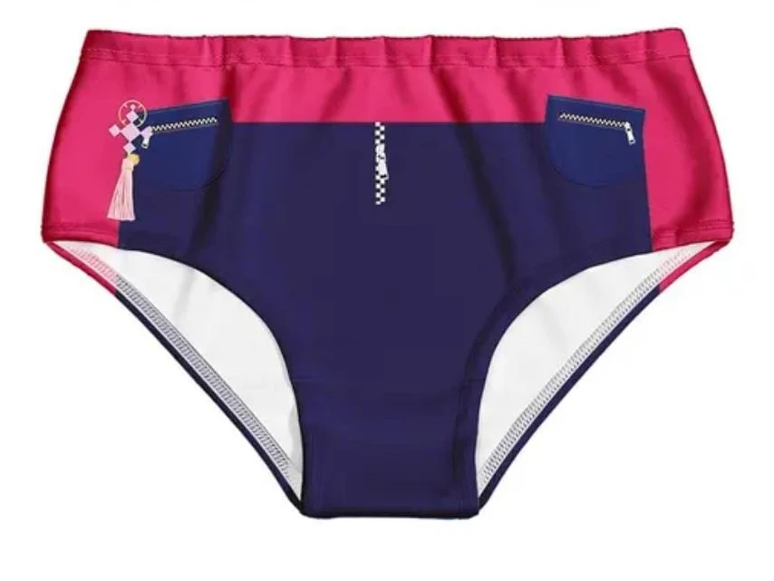 3-teiliger Badeanzug für Kinder und Mädchen mit Cartoon-Print, Crop-Top mit Rüschenärmeln + Badeshorts mit hoher Taille und Leggings-Set für Strand und Pool – Detail 5