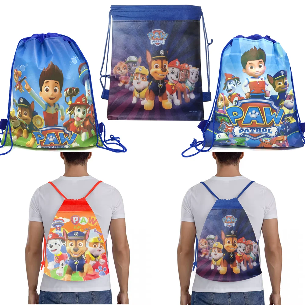 

Paw Patrol Backpack Drawstring Bag Birthday Party Decor Dogs Skye Nonwoven Candy Gift Bag Kids Favor Gift Party Supplies