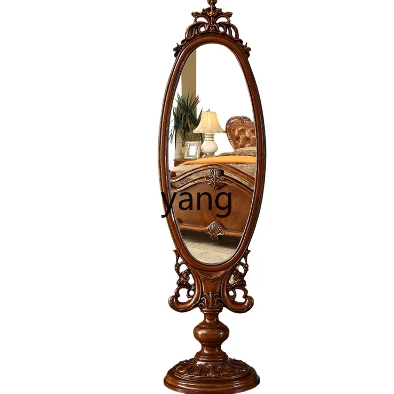 xyy solid wood retro full-body mirror double-sided full-length mirror household high-end floor