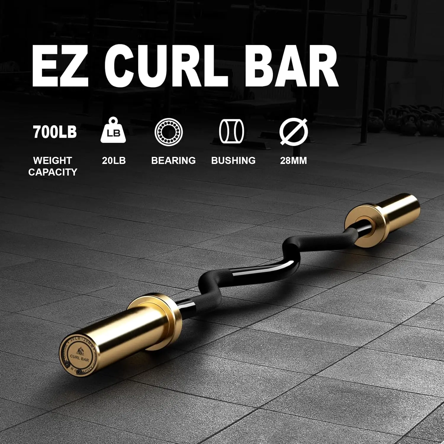 4ft Barbell for Strength Training and Weightlifting, 2 Inch Bar for Squats, Deadlifts, Presses, Hip Thrusts, 700Lbs Capacity