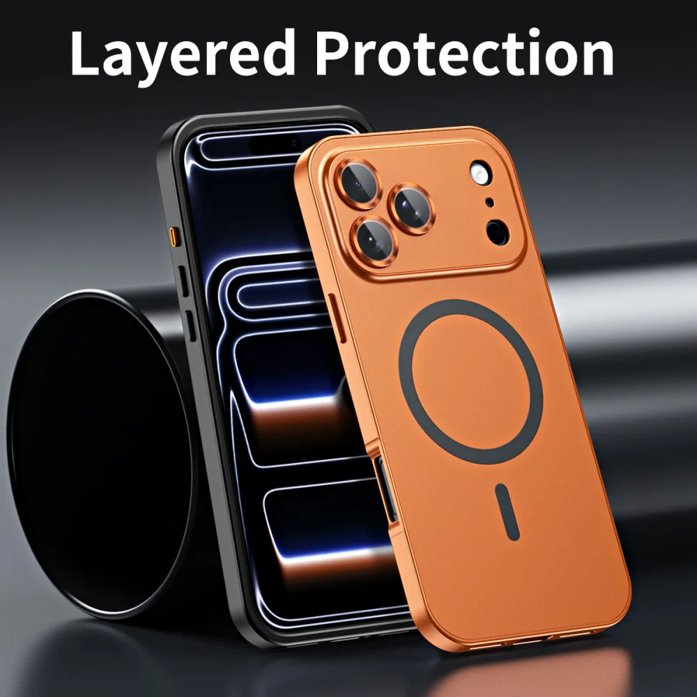 Original Aluminum Metal Frame For Magsafe Case For iPhone Air 18 17 16 Pro Max 17 18 Pro Magnetic Charging Shockproof PC Case
