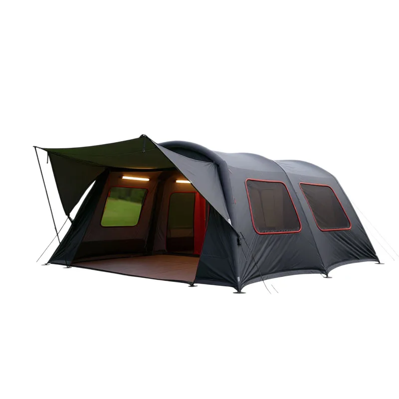 Tunnel tent, outdoor 4-6 people, wind and rainstorm resistance, large space, grass camping, family tent