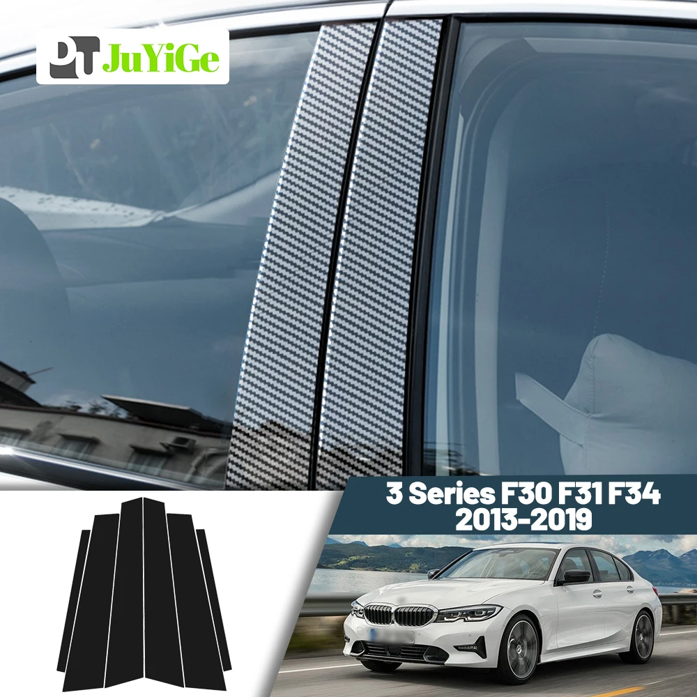 

Glossy Black Carbon Fiber Window Door Deal B C Pillar Post Cover Sticker For BMW 3 Series F30 F31 F34 2013-2019 2014 2015