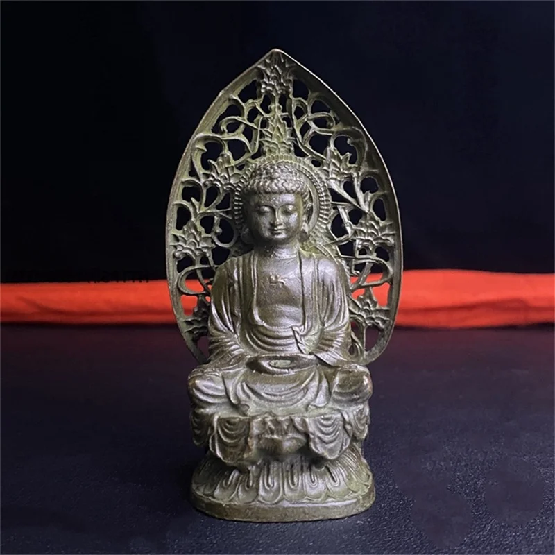 

Little Fairy/Vintage Copper Tathagata Buddha Statue Home Decoration Brass Sculpture Living Room Desk Decoration Miniature Statue