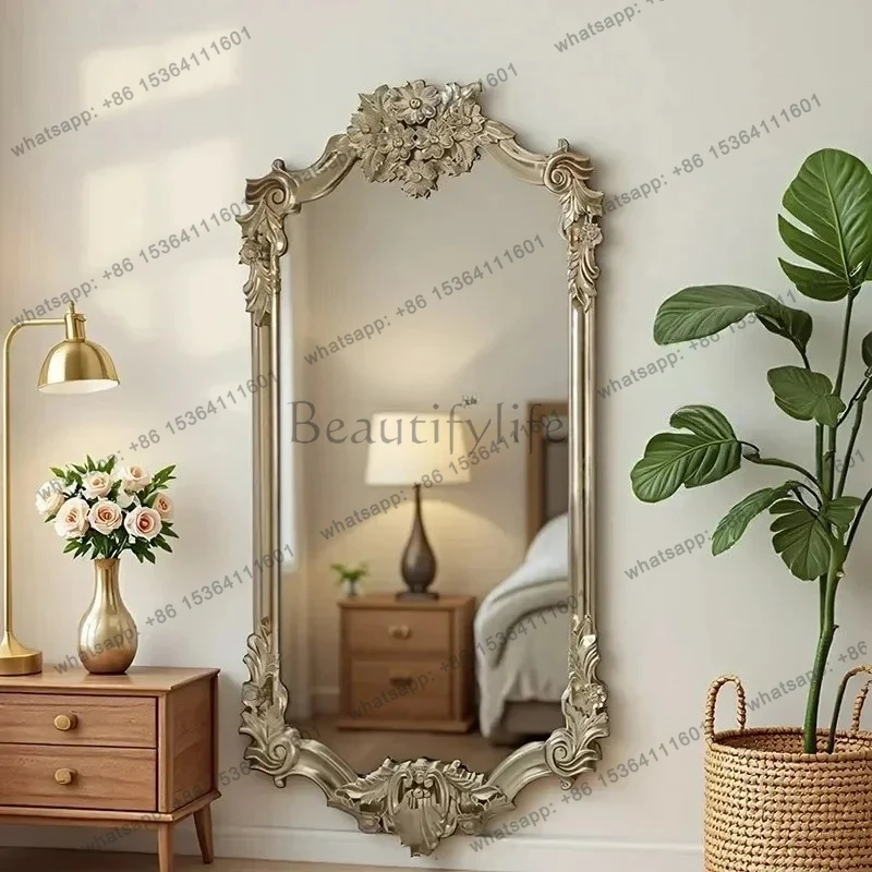 

13French retro full-length mirror European dressing, American home bedroom cloakroom wall-mounted fitting mirror customization