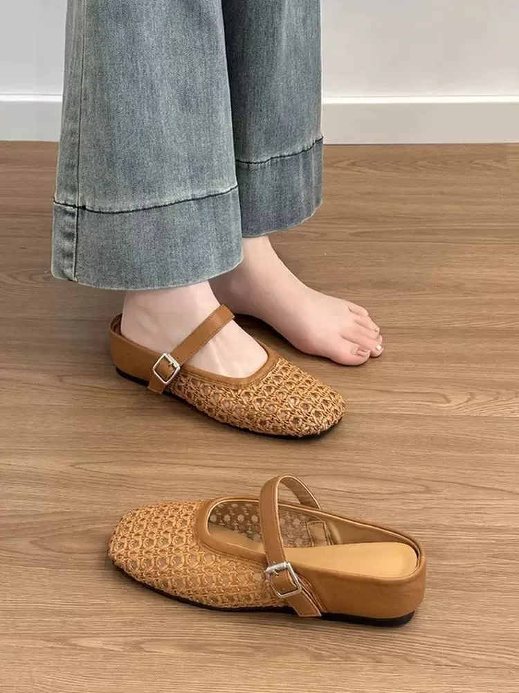 soft-cowhide-thick-bottom-fishing-net-shoes-women's-summer-outdoor-wear-new-hole-hole-mules-slippers-high-heel-increase