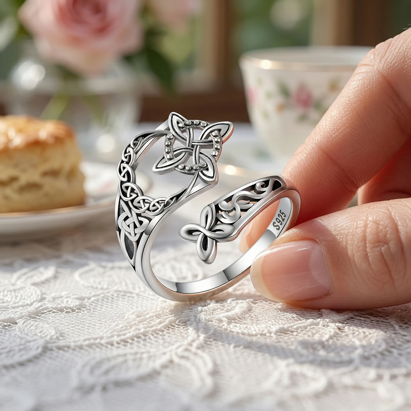 Women Adjustable Thumb Open Rings Silver Color Asymmetrical Ring Irregular Geometric for Wife Girls Mother Trendy Jewelry