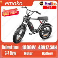 Electric Bike 1000W Powerful Motor 48V17.5AH Removable Battery Motorcycle E-bike 20*4.0 Inch Fat Tire Mountain Electric Bicycle