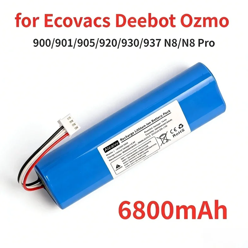 

14.4V 6800mAh Rechargeable Li-ion Battery High Capacity Performance for Ecovacs Deebot Ozmo900Series N8 Pro Robot Vacuum Cleaner