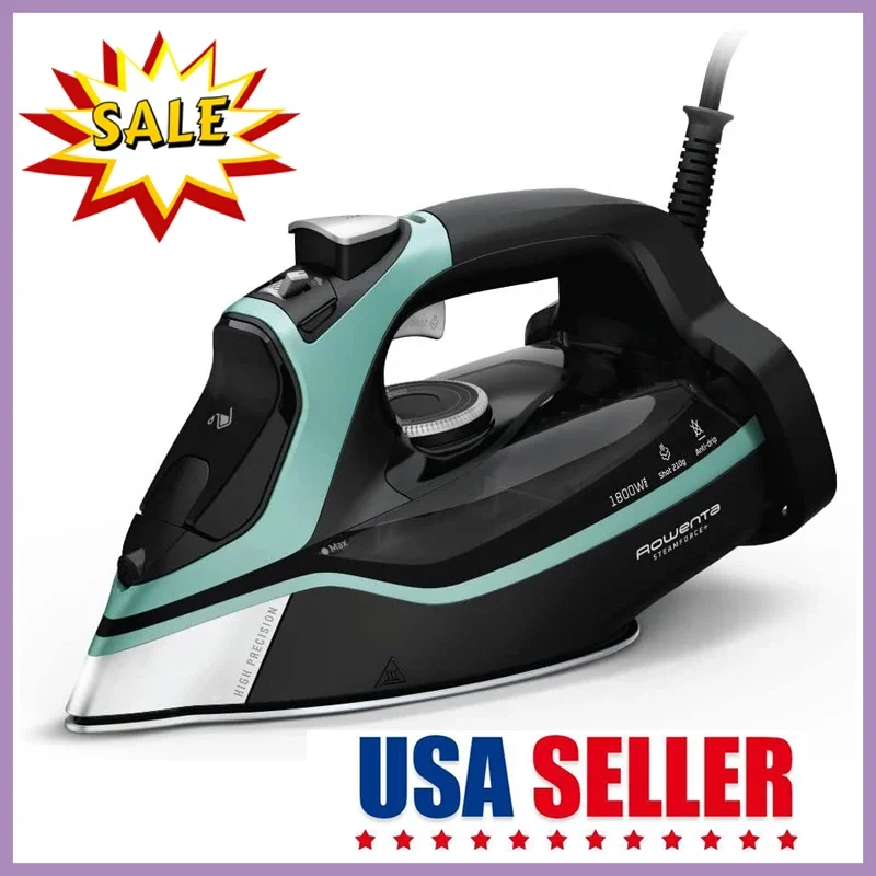 NEW Steam Force Stainless Steel Soleplate Steam Iron for Clothes 400 Microsteam Holes, Cotton, Wool, Poly, Silk, Linen