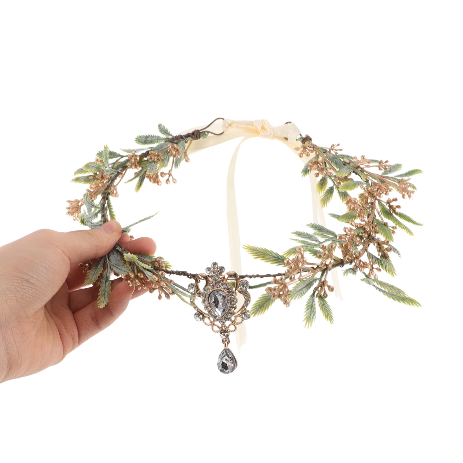 

Fairy Crowns for Women Flower Headband Artificial Rhinestones Bride Hairband Miss